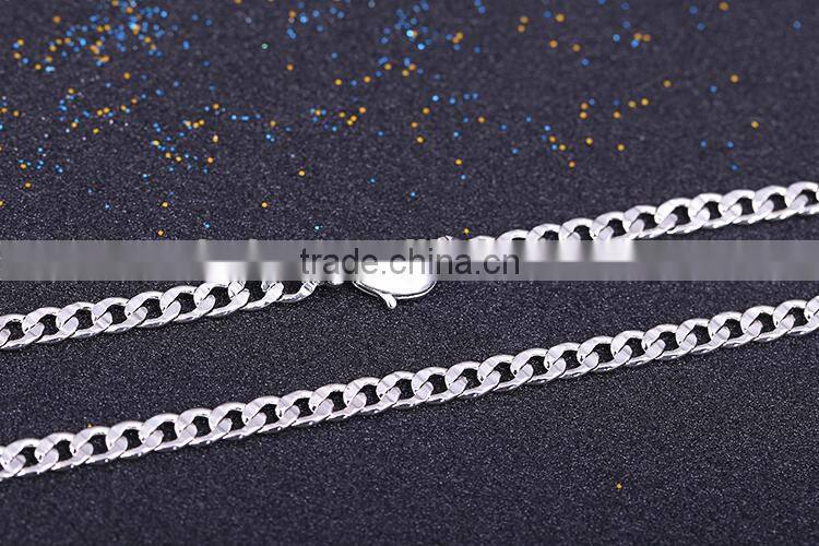 Yiwu Wholesale Fashion Rhodium Plated Different Types Curb Chain Of Necklace
