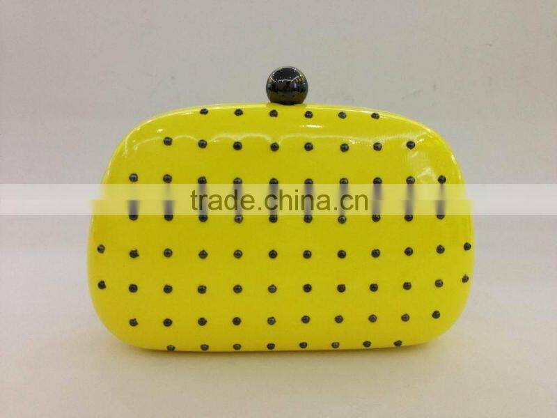 New Womens Lady Clutch Purse Wallet Faux Leather Handbag Rivet Evening Bag