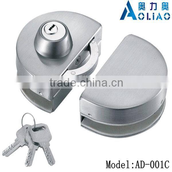 High quality tempered frameless SS or polish finish sliding glass door key locks for double door in glass