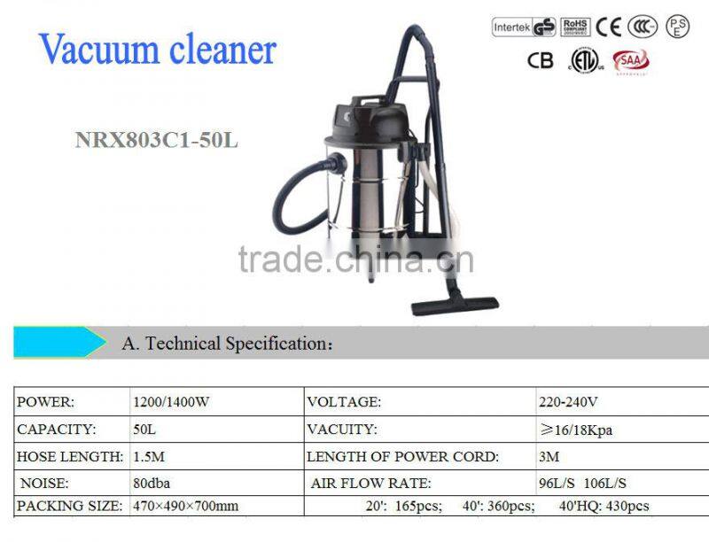 GS,CE,RoHS,EMC,EMF Certification Wet And Dry Function 1400watt drum vacuum cleaner