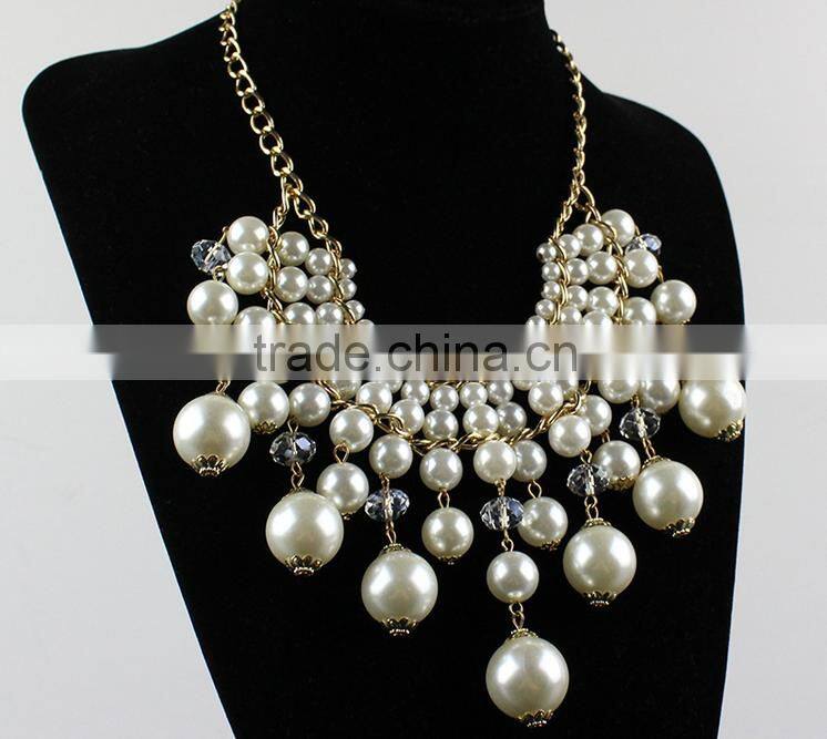 Wholesale Fashion Multilayer Big Pearl Statement Necklace Imitation Tassel Necklace