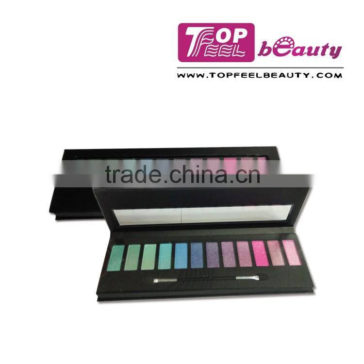 12 color pearl eyeshadow palette with transparent window