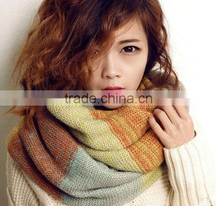 2014 Fashion Colorful Circle Loop Winter Knitted Scarf