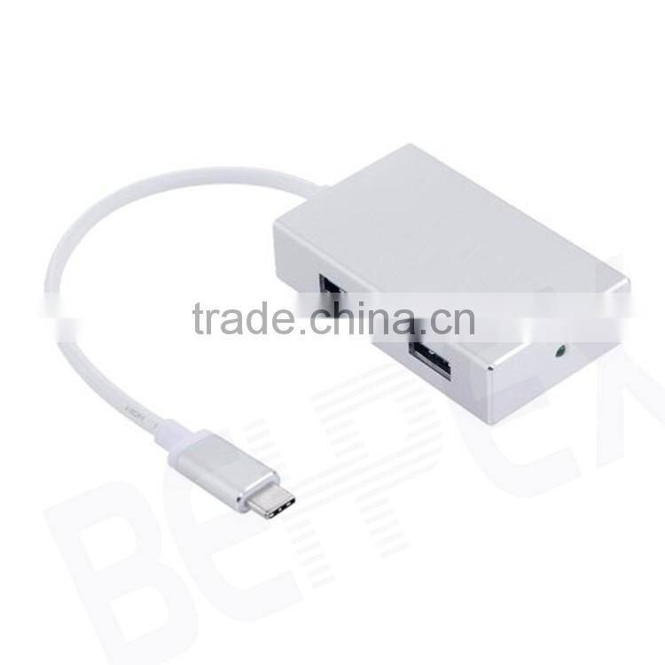 Universal Travel Aluminum USB 3.1 Type-c Male Adapter with 4 port Hub