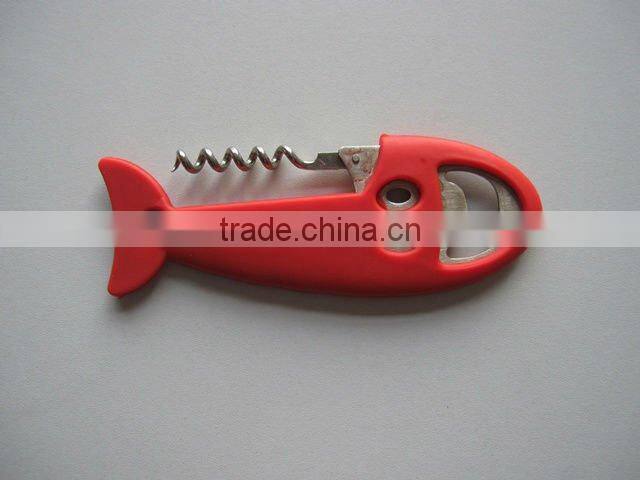 fish shape silicone bottle opener with stainless steel