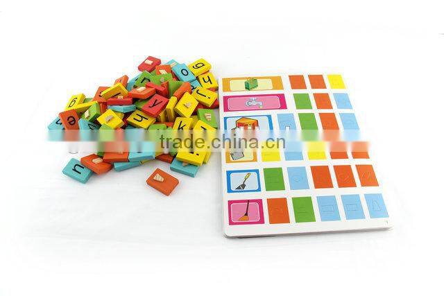 Wooden letter puzzle blocks learning toys for kids