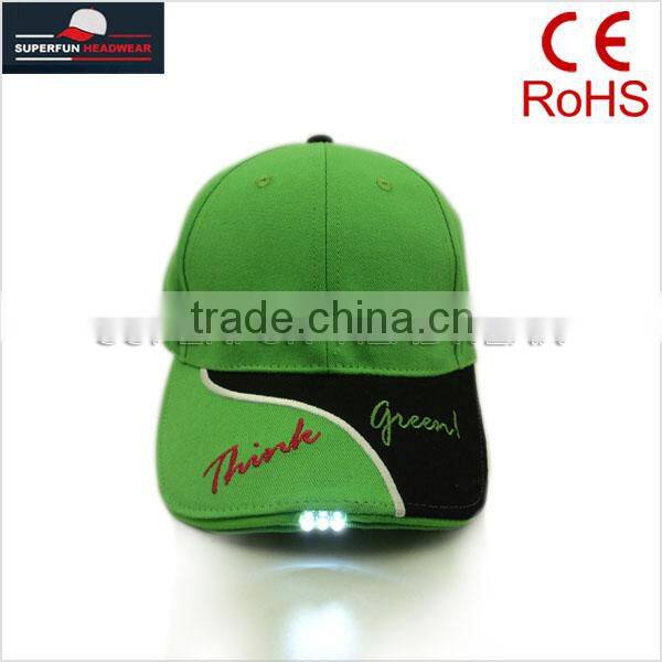 embroidery customized logo cotton LED caps