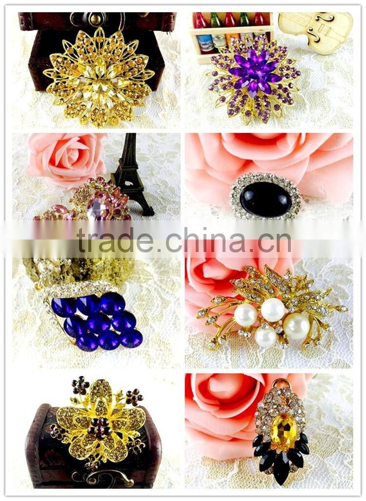 Beautiful flower crystal strass brooch pin, rose colour flower rhinestone strass brooch for party invitation