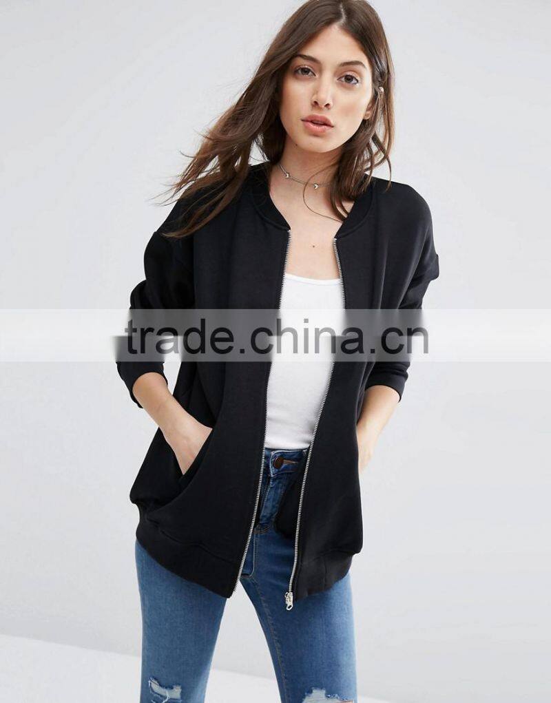Hot selling cheap black zip up 280cbc hoodies women