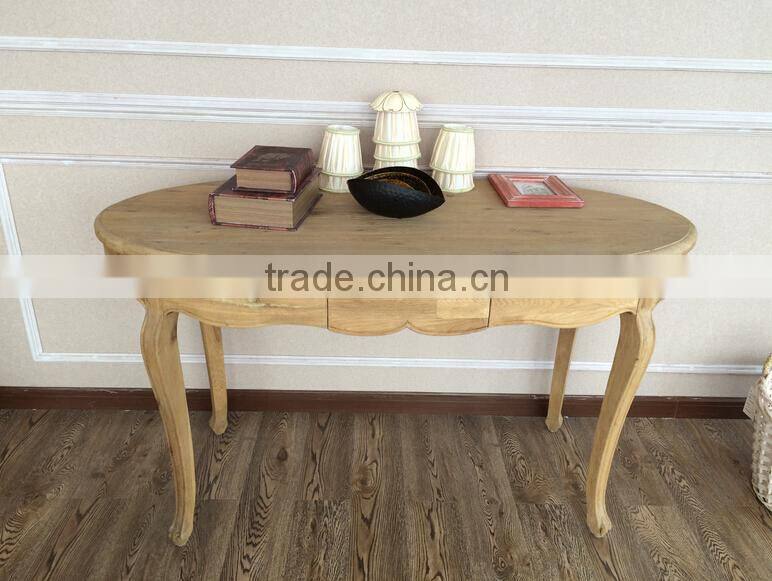 Solid oak wood antique living room entry hall console table with drawers