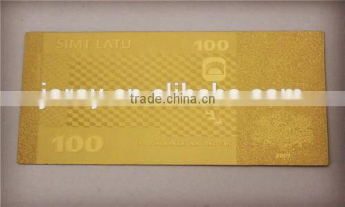 Gold plated banknotes Latvia 100 latu Banknote