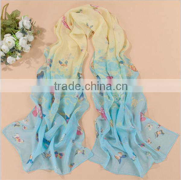wholesale latest design lady floral screen printing silk scarf