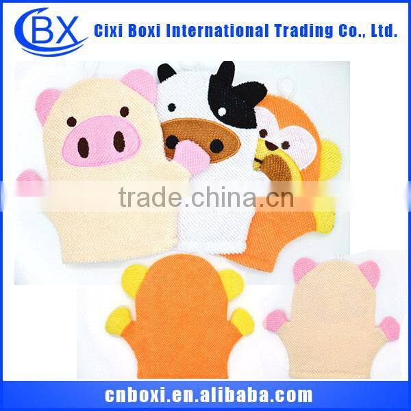 2015 High quality cartoon/custom baby bath glove,loofah bath glove