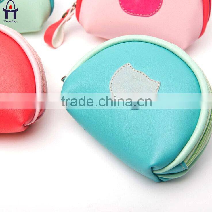 Multicolour blue pink girly pencil case, soft PU coin purse