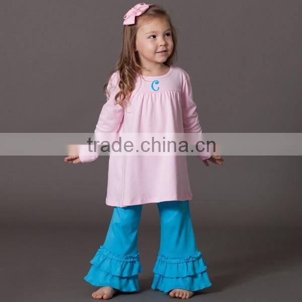 100% Cotton Baby Summer spring girls blank ruffle sleeve t shirt white ruffle shirt for little girls