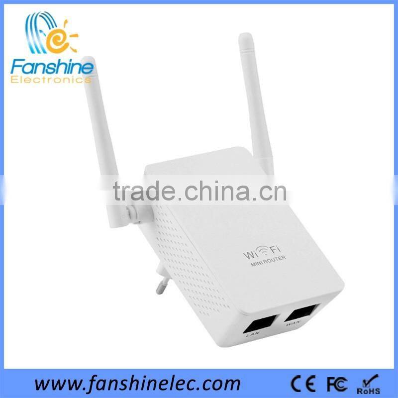 Fanshine Outdoor Mini Wireless Range Extender Wifi Repeater with Double Antenan