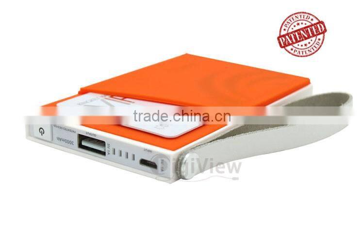 unique 3000mah polymer battery power bank mobile digital charger silicone credit card slot ultra slim size