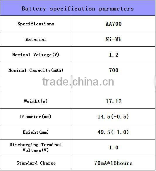AA 700mAh 1.2 V Quanlity Rechargeable Battery NI-MH 1.2V Rechargeable 2A Battery Baterias Bateria