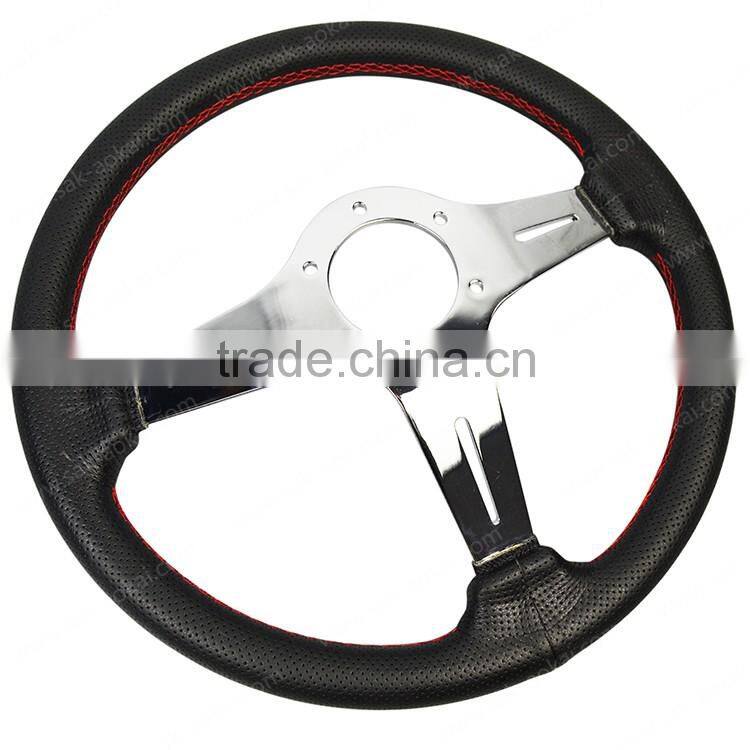 14 inch spoke chrome leather steering wheel