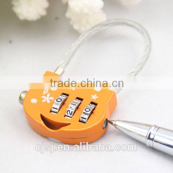 2015 CJSJ Brand Popular Style Wholesale Price Cute Cable Key Code Padlock for luggage