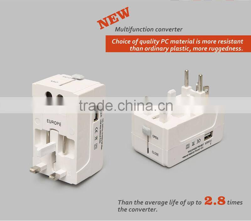 UK AUS US EU plug Universal travel adapter with Single USB