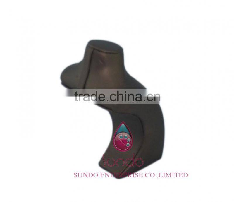 Popular brown leather wrapped wooden necklace display bust