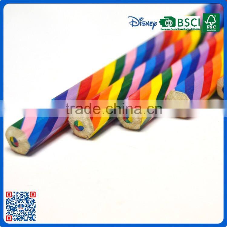Jumbo wood hexagonal shape multi crayons colored lead pencil for gifts