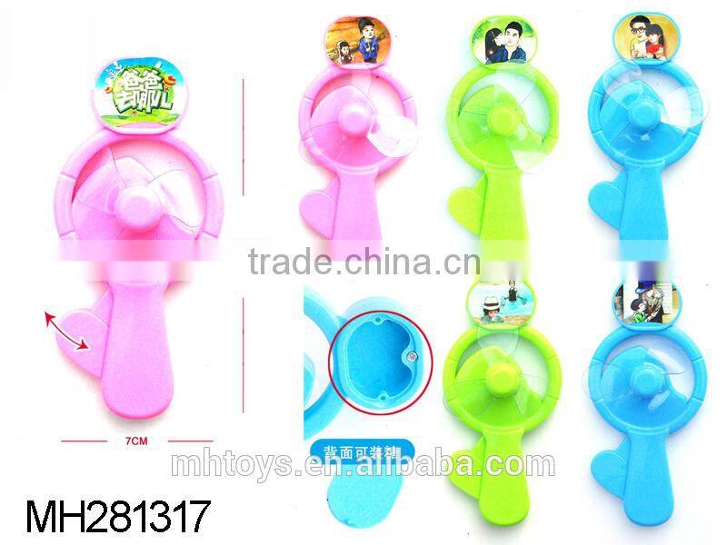 Promotional product candy can plastic hand fan