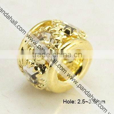 Brass Rhinestone Beads, Rondelle(RB-B071-8mm-A01G)