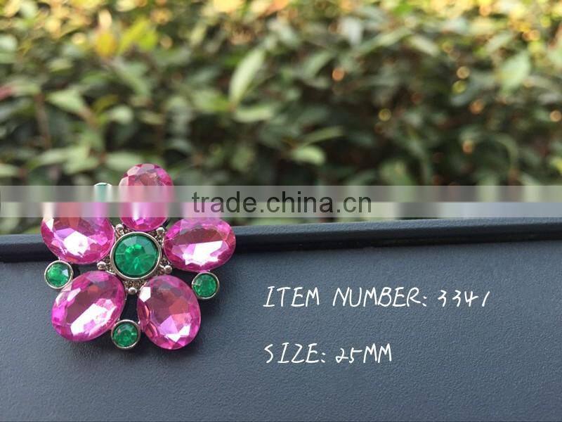 2016 rhinestone acrylic plastic colorful button sewing with shank bulk cheap high quality button flower center