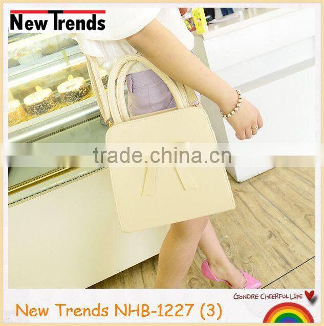 Fashion pastel pink bow PU handbag
