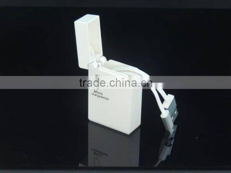 Cigarette Lighter Shape Design Retractable Stowable USB Charger Cable for iPhone5 iPhone6 Android Smartphones