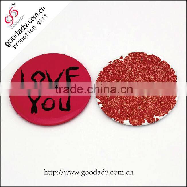 Hot selling handy design round and red mini decorative pocket mirrors for garment decoration