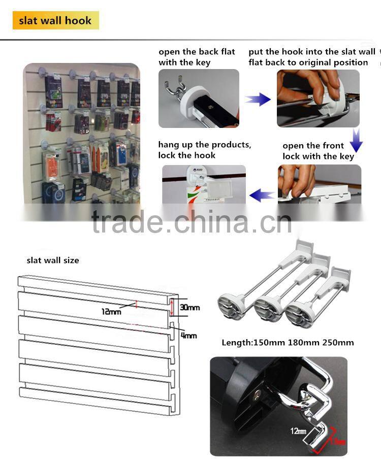 Huohua high quality slatwall security anti-theft lockig hooks