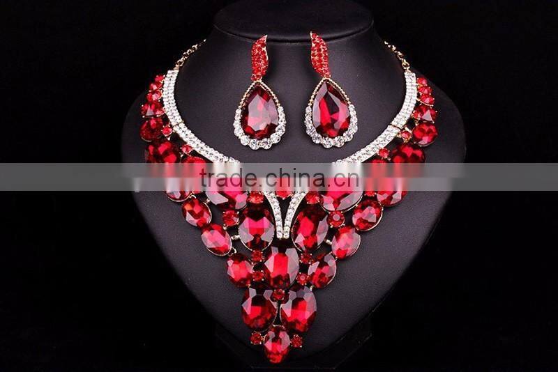 2016 New Fashion cheap[ crystal rhinestone necklace and earring sets bridal wedding jewelry set