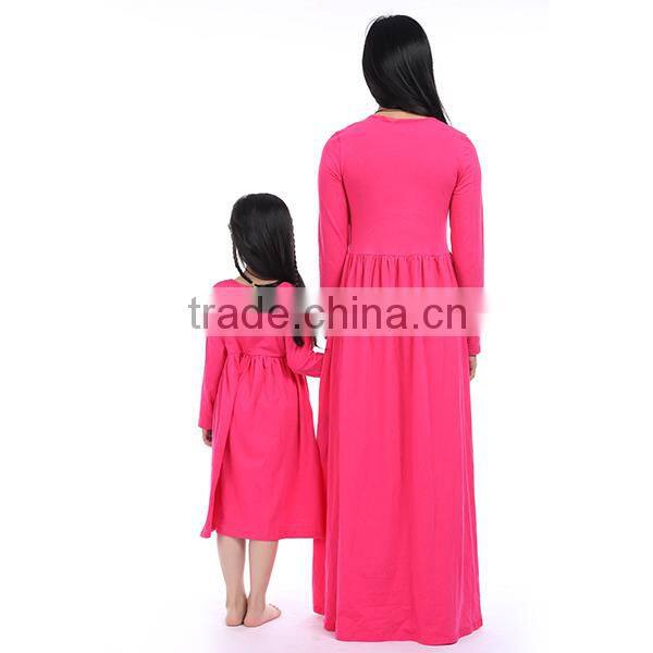 2016 kids boutique clothes cotton long designer one piece mommy and me maxi dress