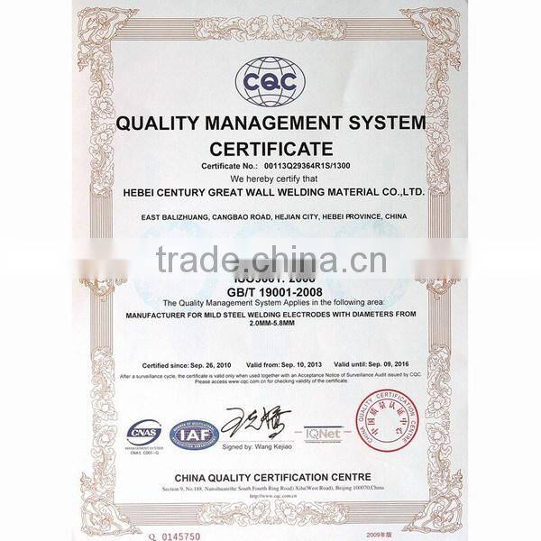 2.5mm welding rods brands great wall AWS E6013 with good price china