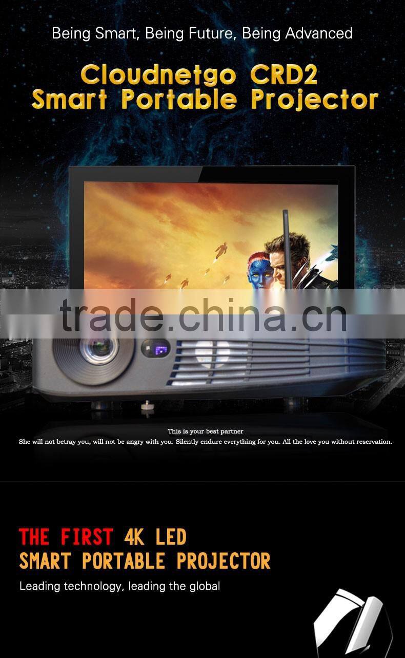 Cloudnetgo CRD2 3d mapping projector wireless mini projector with kodi 15.2 and skype located projector 4k