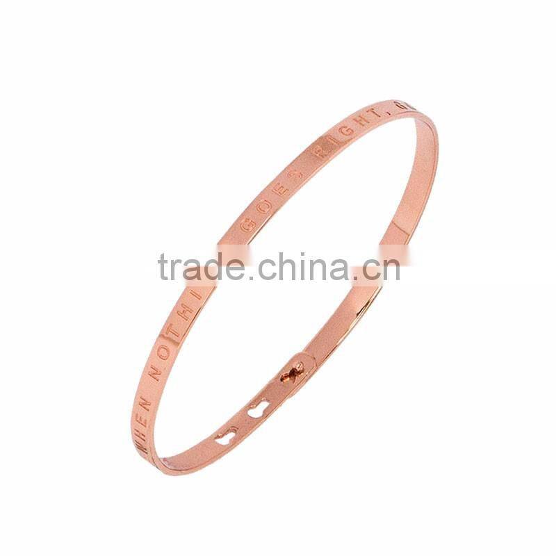 Memories Bangles with Customize Design Word 'WHEN NOTHING GOES RIGHT, GO LEFT' with 4mm/7mm Width