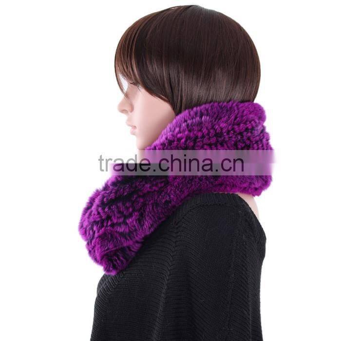 Rex rabbit knitted fur scarf winter fur scarf hand knit fur scarf KZ160045