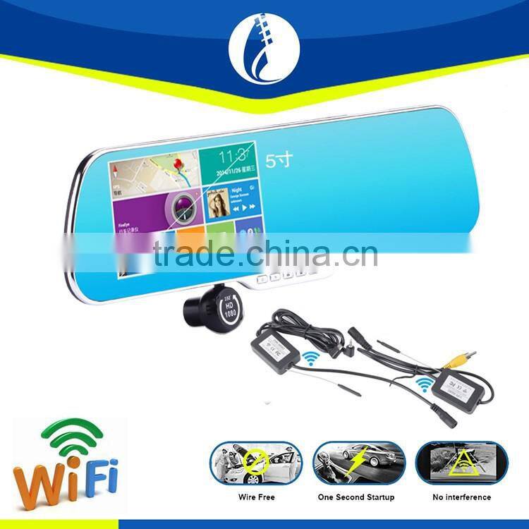 5'' Smart Android Rear View Mirror Quad Core with GPS Navigation,Dash Camera, wireless WIFI,Back Up Camera,Bluetooth