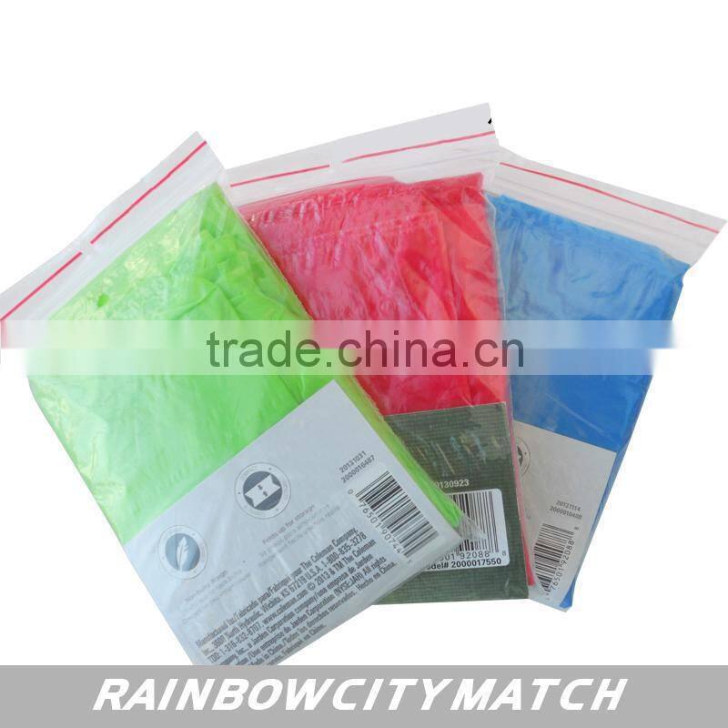 LDPE raincoat with many color and easy carrying packing and very chip price