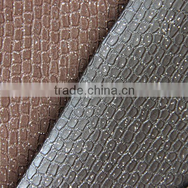 PVC synthetic leather for upholstery usage ,popular use for home decoration,with metalic color or glitter surface
