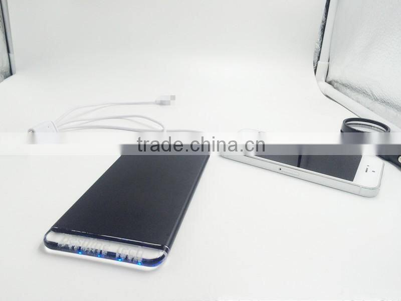 Manufacture supplier crystal power bank with 3 led colors lighting logo charging for cell mobile phone