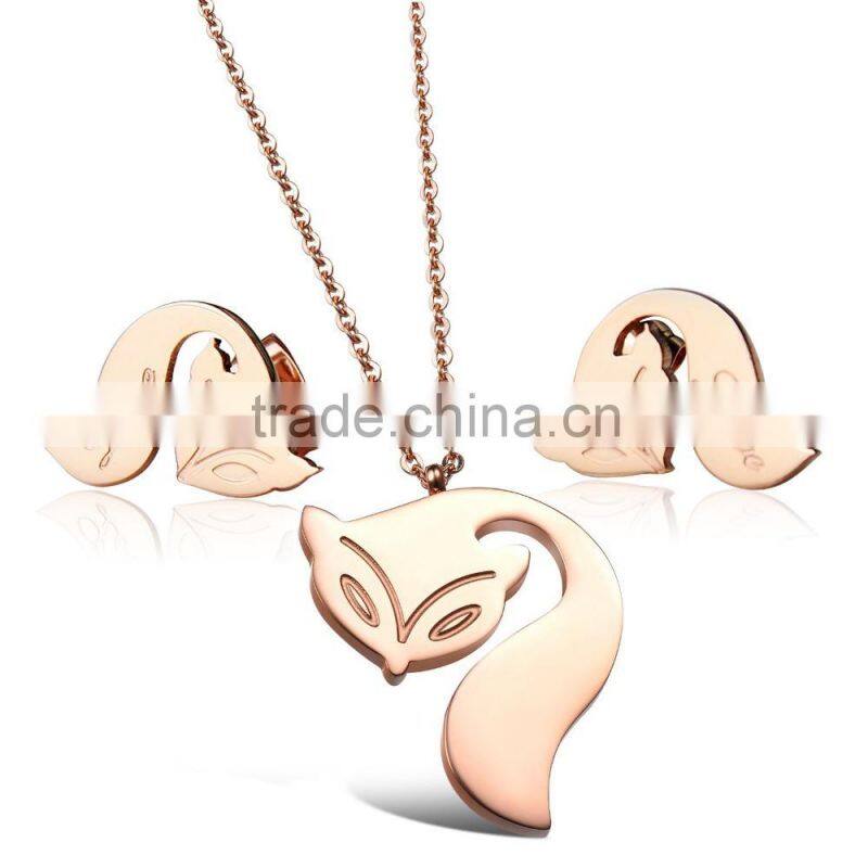 KSTONE Fox Designs Stainless Steel Rose Gold Stud Earrings For Girls