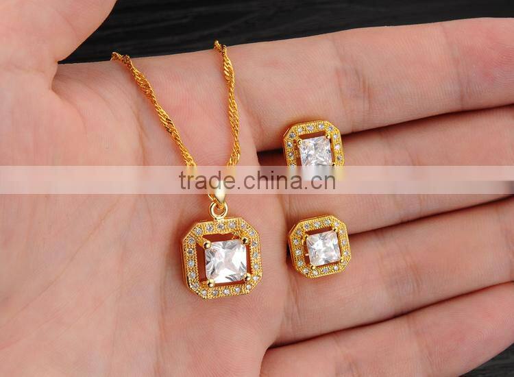 KSTONE fashion gold plated big diamond zircon copper stud earrings