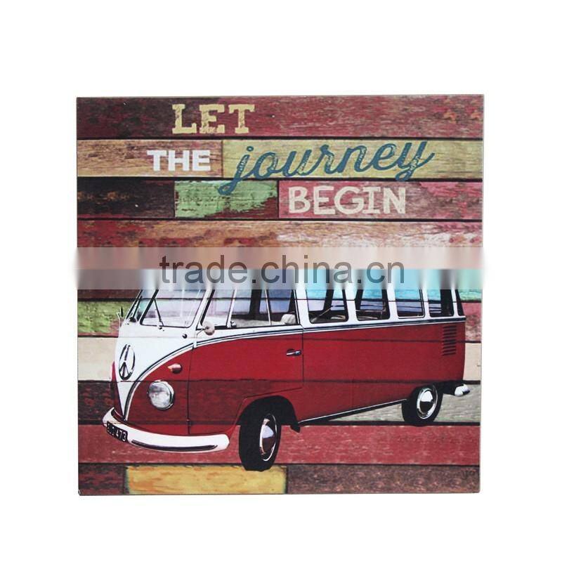 Wholesale Fashion Style Bus Design Wood Wall Printing Crafts