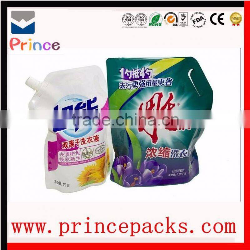 Customized Design Stand up Washing Liquid Laundry Detergent Packaging Pouch with Spout