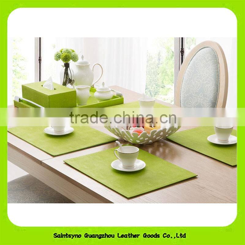 Eco-friendly Set of 4pcs PU Leather Green Drink Tea Coaster 16017