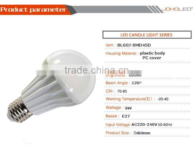 BL60J 9w e27 led bulb light warm white